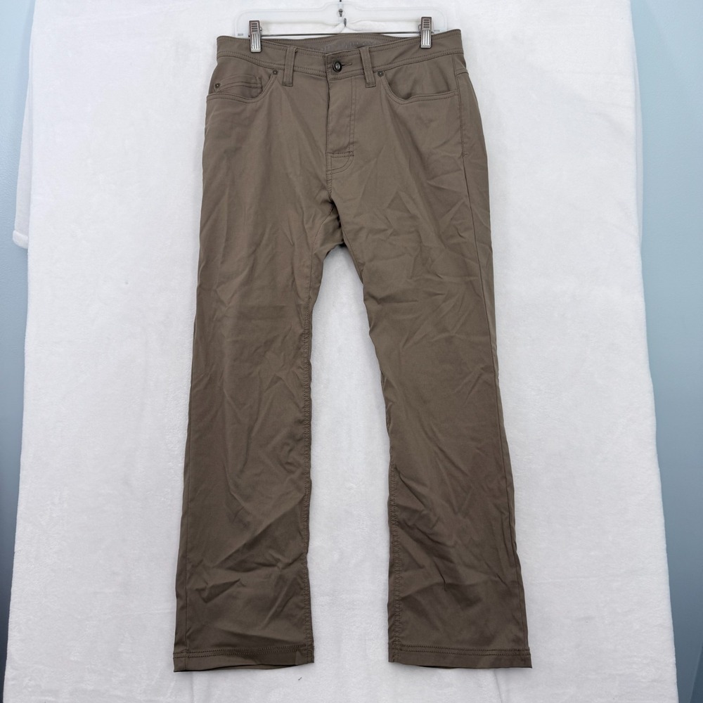 Prana Brion Pants Mens 32x29 Beige Slim Fit Stretch Hiking Performance Outdoor